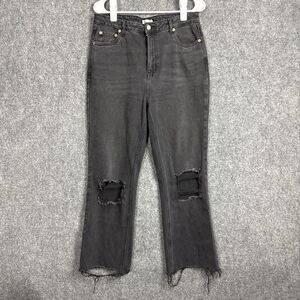 Avec Les Filles Jeans Womens Size 30 Black distress Raw Hem Crop